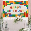WeBenison Building Block Birthday Backdrop - Happy Birthday Photography Background