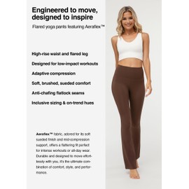 Conceited Active Yoga Pants for Women – High-Rise Flared Leggings for Women, with Soft Sueded Fabric, Sculpting Fit, and Stretch Flexibility – Perfect for Yoga & Daily Comfort - Brown - 1X