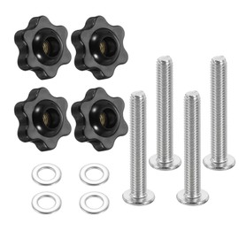 sourcing map 4 Sets Star Knob Kit, M6 Metric Thread 25mm Head Threaded 6-Star Knobs with M6 x 40mm Hex Socket Bolts & M6 Flat Washers, Clamping Handles Track Accessories for Woodworking Jigs
