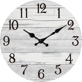 KECYET Wall Clock Battery Operated 18 Inch Large Gray Silent Non Ticking Country Rustic Design Vintage Retro Decorative for Bathroom Kitchen Bedroom