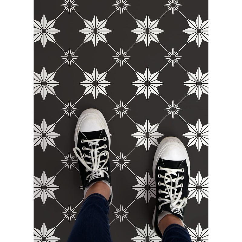 FloorPops Black Rigel Peel & Stick Floor Tiles, FP3990
