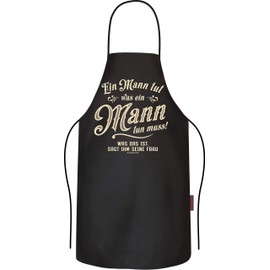 RAHMENLOS Barbecue Apron Cooking Apron Kitchen Apron as a Gift for Men: Ein Mann tut was er tun muss – Pure Cotton, black