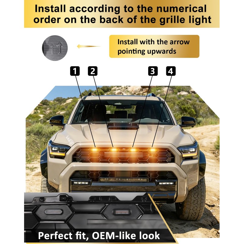 Front Grill Lights for Toyota 4Runner 2025 2026 TRD Pro