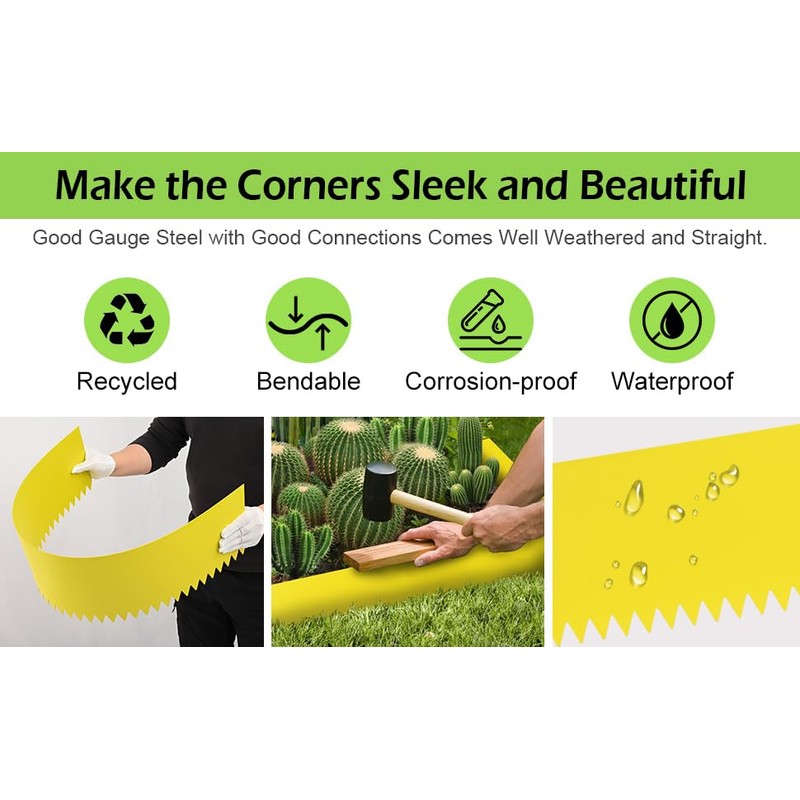 Landscape Edging Kit, Galvanized Steel Edging Landscape Lawn Edging Powder