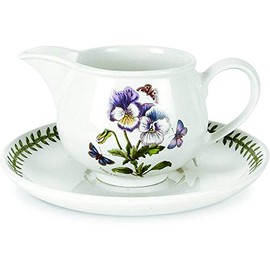 Portmeirion BG08535 Botanic Garden-1 pt. Gravy Boat and Stand (Romantic Shape), Ceramic, White