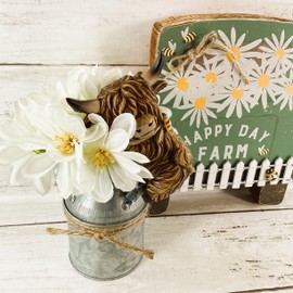 AGD Spring Decor - Happy Farm Sunny Daisy Highland Cow 2pc Set