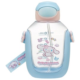 Skater 681509 Water Bottle, One Push Straw Bottle, 27.5 fl oz (780 ml), Large Capacity, Includes Shoulder Strap, Kids, Boys, Girls, Plastic), Clear Straw-Bottle, Cinnamoroll