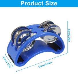 PHITUODA 2 PCS Foot Tambourine Percussion Musical Foot Tambourine Pedal Steel Jingle Bells, Percussion Instrument Foot Shaker Adjustable, Steel Jingle Bells for Drum & Guitar Playing/Adults, Blue