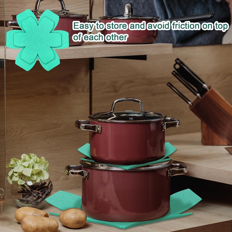 ALLY-MAGIC Pot and Pan Protectors Set, 4PCS Felt 2 Different