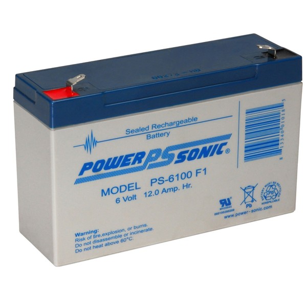 Powersonic PS-6100F1 - 6 Volt/12 Amp Hour Sealed Lead Acid