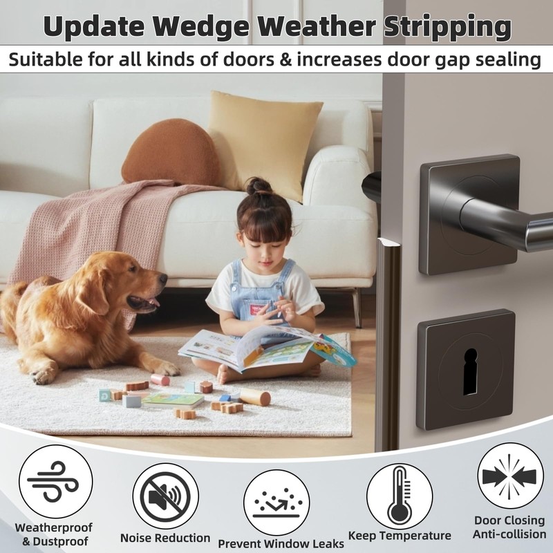 ESUFEIR 118" Wedge Window Weather Stripping Door Gap Filler,Adhesive Window