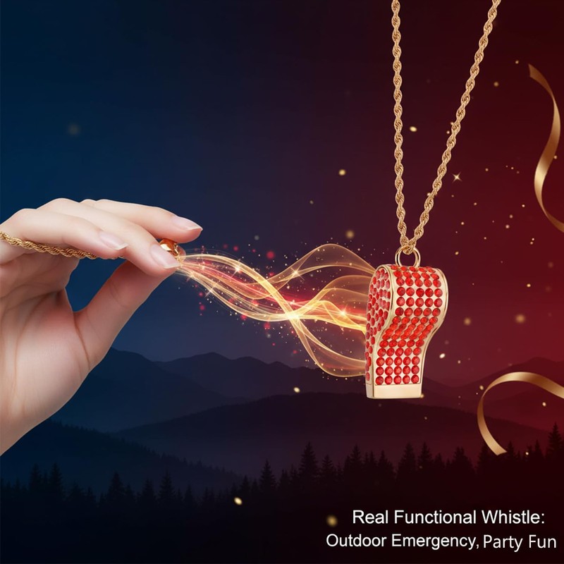 PCTC Crystal-Encrusted Metal Whistle (Red)