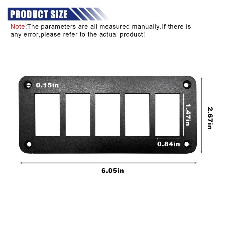 5 Way Rocker Switch Panel, Aluminium Rocker Toggle Switch Housing