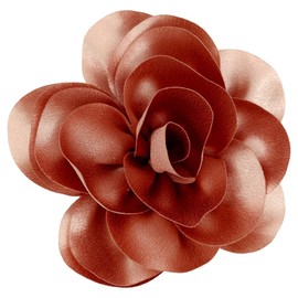 Dainty Satin Fabric Flower Brooches for Women Large Rose Floral Brooch for Party Dance Wedding Banquet Elegant Camellia Fashion Brooch Pin for Women Girl 5.5inch (Brown)