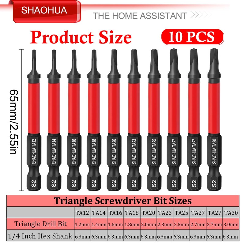 10PCS Triangle Screwdriver Bits, Impact Tough Triangle Bits Set, Upgraded