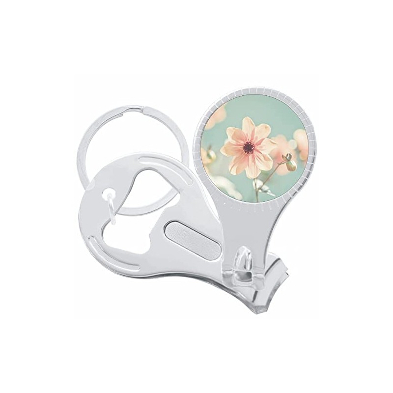 Pink Blossom Flower Nail Clippers Plus Bottle Opener Keychain