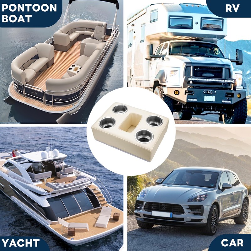 marinexplore 4 Cups Pontoon Cup Holder,Boat Seat Cup Holder,Sofa Organizer,Portable