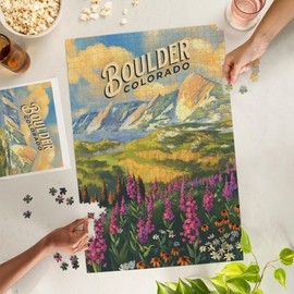 Boulder, Colorado, Flatirons, Oil Painting (1000 Piece Puzzle, Challenging Jigsaw Puzzle for Adults, Made in USA)