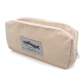 GZQINGYONG 1 pencil case, pencil case, simple pencil case, corduroy fabric, can be used as a travel or cosmetic bag, purse, glasses case and accessory bag, simple unisex, beige, Simple style