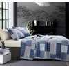 Bedspread Set Queen/Full Size Plaid Quilt Bedding Queen Grey Blue