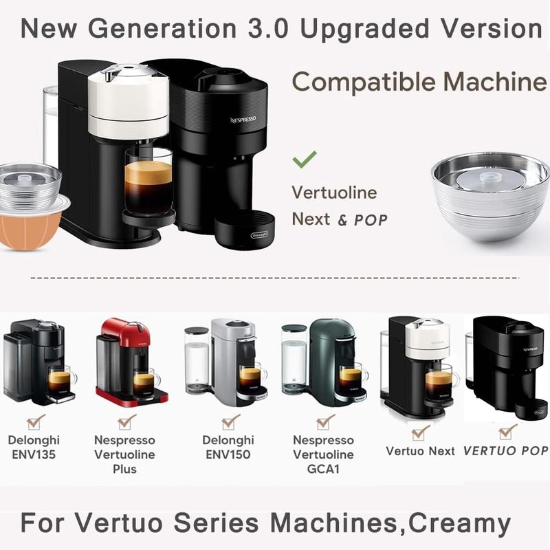 Sesama Stainless Steel Coffee Capsule Compatible for VERTUO NEXT &