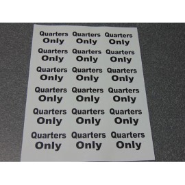 18 New "Quarters Only" Sticker. Arcade, Skee Ball, Gambling, Quarter Pusher Etc