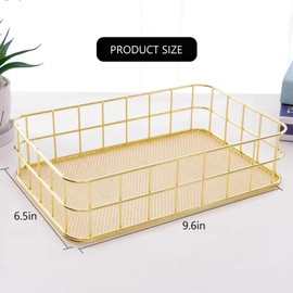 WINHONW Gold Metal Mesh Storage Basket, Wire Basket, Practical Home Storage, Basket for Bedroom, Office, Bathroom, Kitchen, 9.6*6.7inch，2PCS