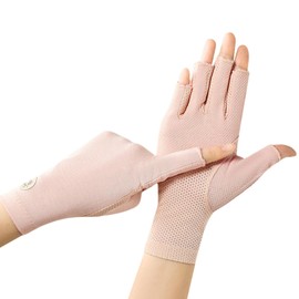 OTKARXUS 1 Pair Summer Driving Gloves with UV Protection for Women, Non-Slip Sun Protection Gloves for Gel Nails, Riding, Cycling, Hiking, Fishing, Outdoor Activities, Light Pink, One Size