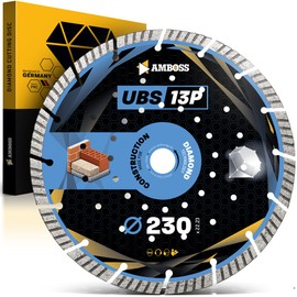 Anvil Diamond Cutting Disc UBS 13P - Diamond Cutting Disc Diameter 230 mm x 22.2 mm - Lightly Reinforced Concrete/Construction Site Materials/Stone Segment Height: 12 mm (Sintered)