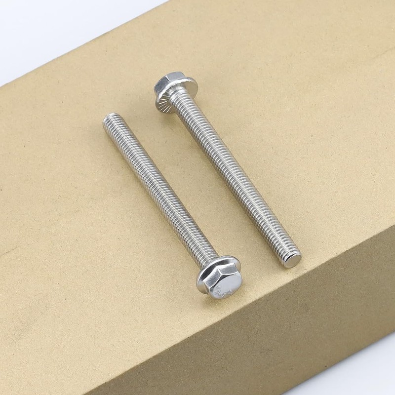 M10-1.5 x 90mm (6 pcs) Flanged Hex Bolts, 304 Stainless