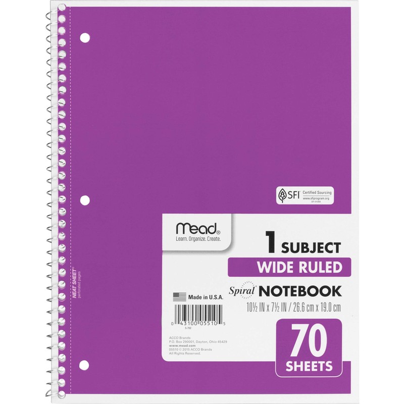 Mead Spiral Bound 1-subject Notebooks