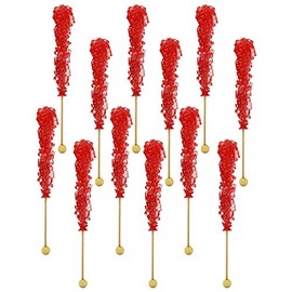 Rock Candy Lollipops Pops Candy Suckers, Color and Flavor Assortment, Individually Wrapped, 6.5" (Strawberry, 12-Pack)