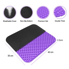 LM BODYCARE Gel Seat Cushion with Non-Slip Covers,Soft & Breathable,Pressure Sore,Office Chair, Desk Chair,Gaming,Car,Pressure Cushions for Bottoms,Cushion Seat Pads for Long Sitting (40×35cm-Purple)
