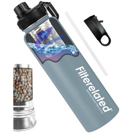 30oz Stainless Steel Alkaline Water Bottle with Filter - Portable pH 9+ Sports & Travel Bottle, Removes Impurities, BPA-Free, Keeps Water Fresh - Ideal for Gym, Hiking & Daily Use