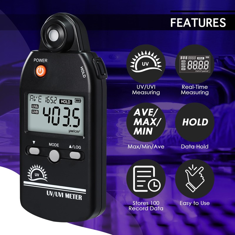 UV Meter Digital UVB Meter, 280-400 nm UV Index Meter