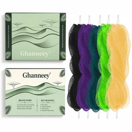 African Bath Net Sponge with Long Stretch Design, Quick Dry Body Scrubber