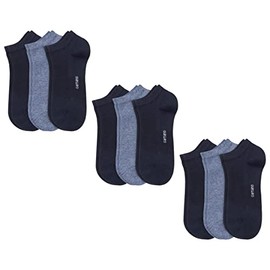 Camano 9 Pairs of Unisex Trainer Socks 3003 Ca-Soft without Rubber Print for Men and Women, navy