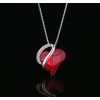Collar Corazón Cristal Rojo SmileBelle Plata 925 Chapado Platino 45cm