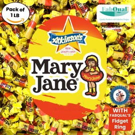 FabQual's Bundle: 1LB Atkinson Candy Mary Jane Candy Peanut Butter Taffy, Individually Wrapped in a Bulk Pack of 1 Pound