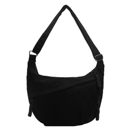 Women's Crescent Moon Bag, Cotton Corduroy, Women's Crescent Moon Crossbody with Adjustable Shoulder Strap, Casual Half Moon Bag, Plain Portable Crossbody Moon Bag for Everyday Use (35 x 22 x 7 cm,