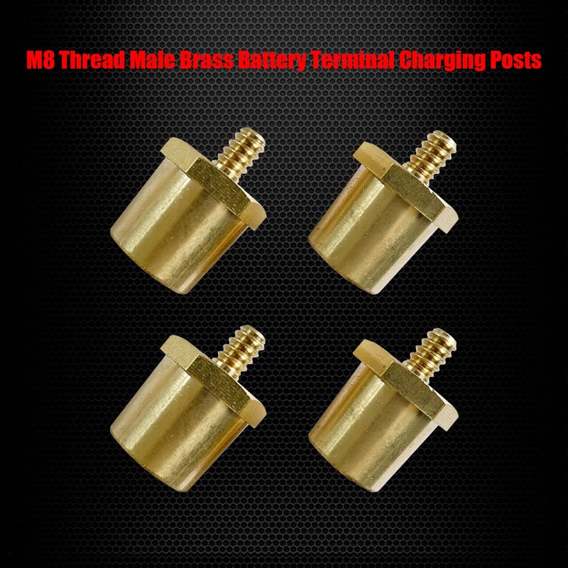 Ampper M6 Thread Male Brass Battery Charging Post Terminals, M6