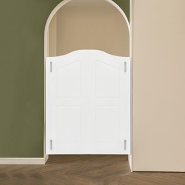 Undercat Swinging Door, Solid Wood Cafe Door, Interior Saloon Door with Metal Hinges, for Hallway Porch Kitchen Bar Stairs Entrance Partition, 35.82 * 42.12in, White