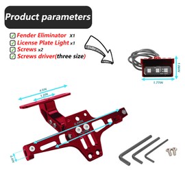 LKV Universal Motorcycle License Plate Bracket with LED Light Fender Eliminator Kit,CNC Aluminum Motorcycle License Plate Holder Mount