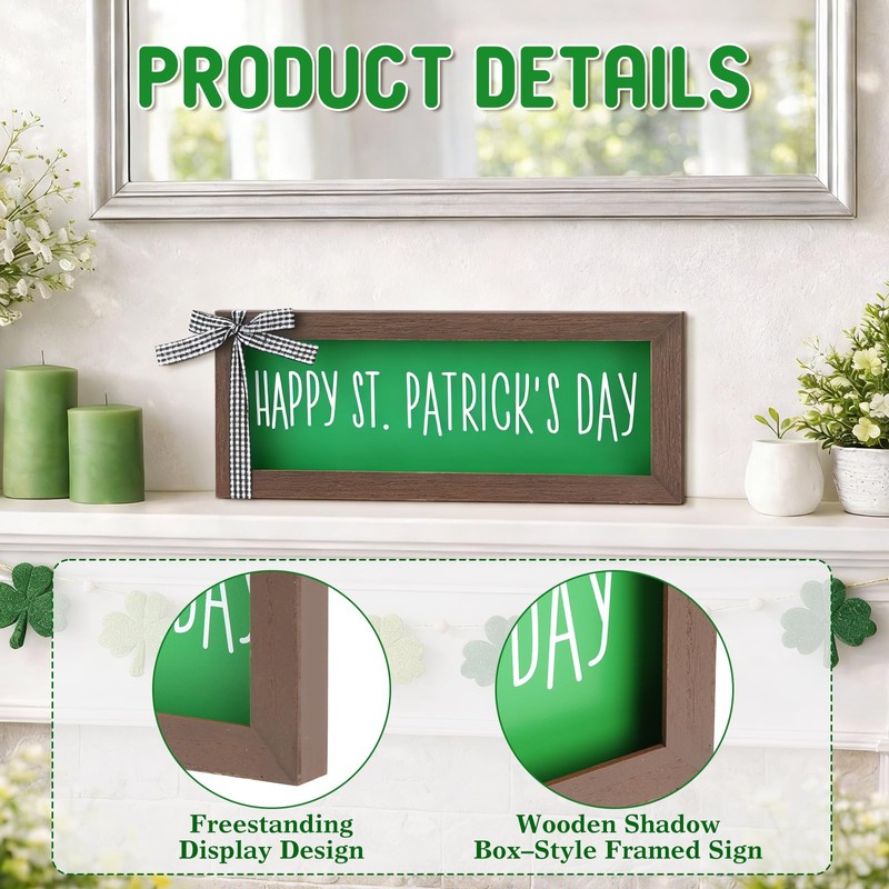 Hekocap St Patricks Day Decor - Wooden Happy St Patricks