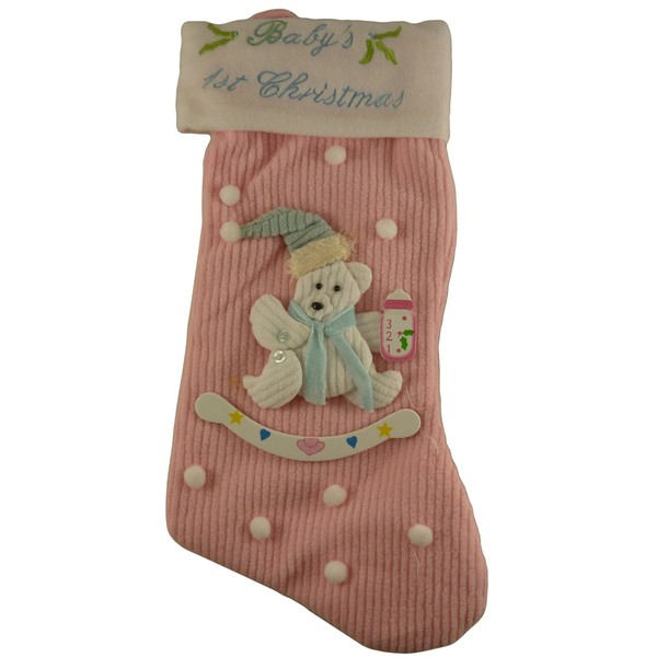 Toyland 38cm Babies 1st Christmas Stocking - Baby Girl - Christmas Stocking