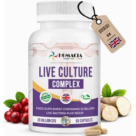 Homacia Women's Daily Food Supplement | 20 Billion CFU | with Chicory Inulin (FOS) | 60 Vegan Capsules | UK Made | Daily Food Supplement for Women