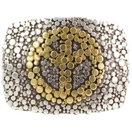 BELTINGER Belt Buckle Peace 4.0 cm | Buckle Interchangeable Buckle Belt Buckle 40 mm Solid | Interchangeable Belt up to 4 cm, Bicolour S/G