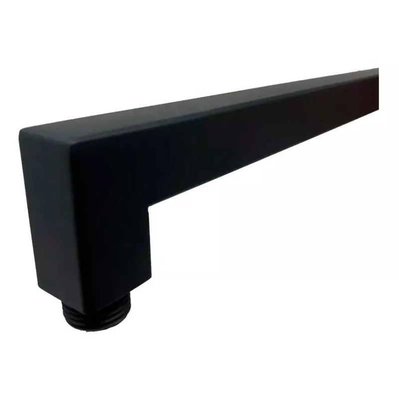 Anbec Tubo Brazo Cuadrado Regadera Negro Mate 40cm Acero Inox
