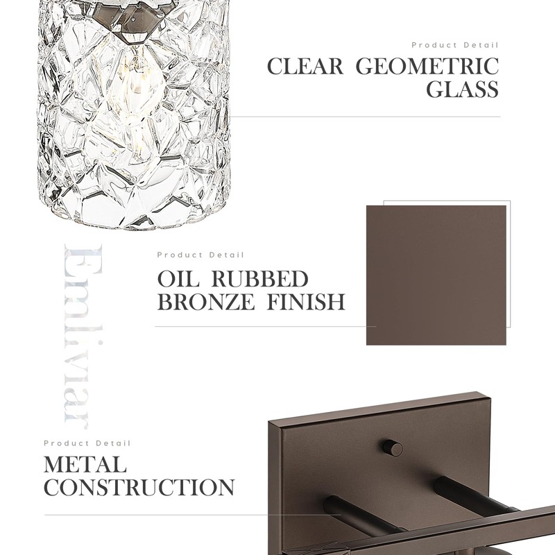 Emliviar 3 Light Vanity Wall Sconce, Farmhouse Bath Wall Lantern