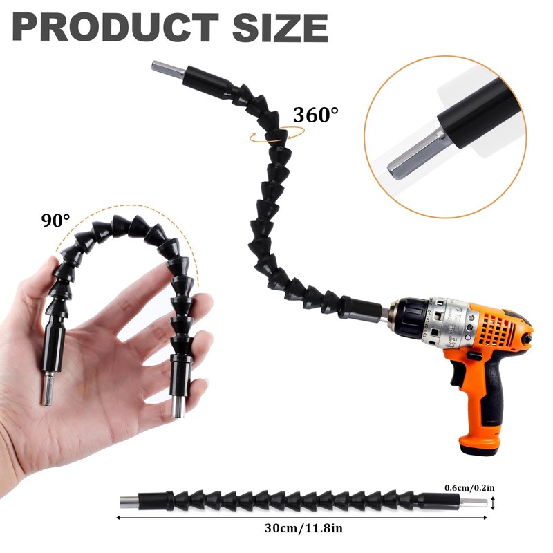 21 Pcs Right Angle Drill Attachment Set Includes 2Pcs Flexible